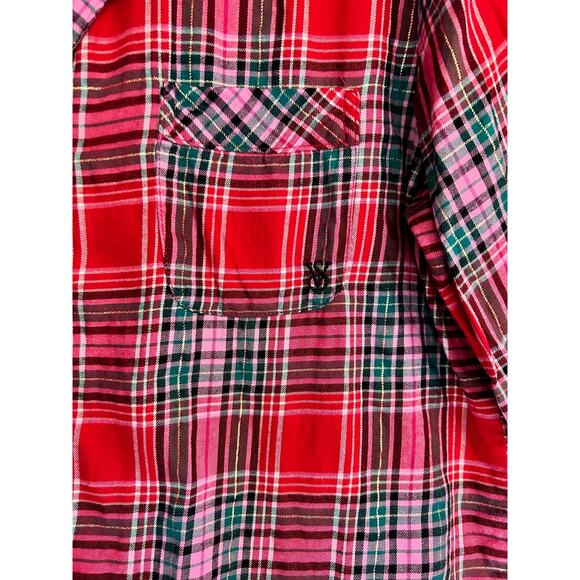 Victoria's Secret 2 pc Holiday Pj's Size S Festive Red, Green and Gold Plaid - Picture 3 of 8